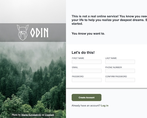 signup form
